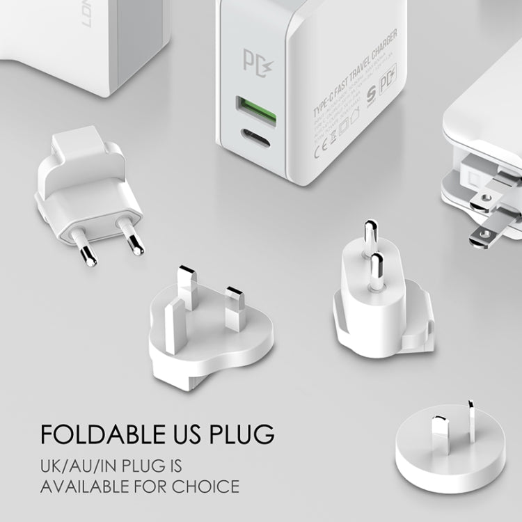 Cargador de viaje rápido plegable LDNIO A4403C 30 W PD + Auto-id con cable de 8 pines de 1 m, enchufe australiano, con cable de 8 pines, 30 W con cable de 8 pines