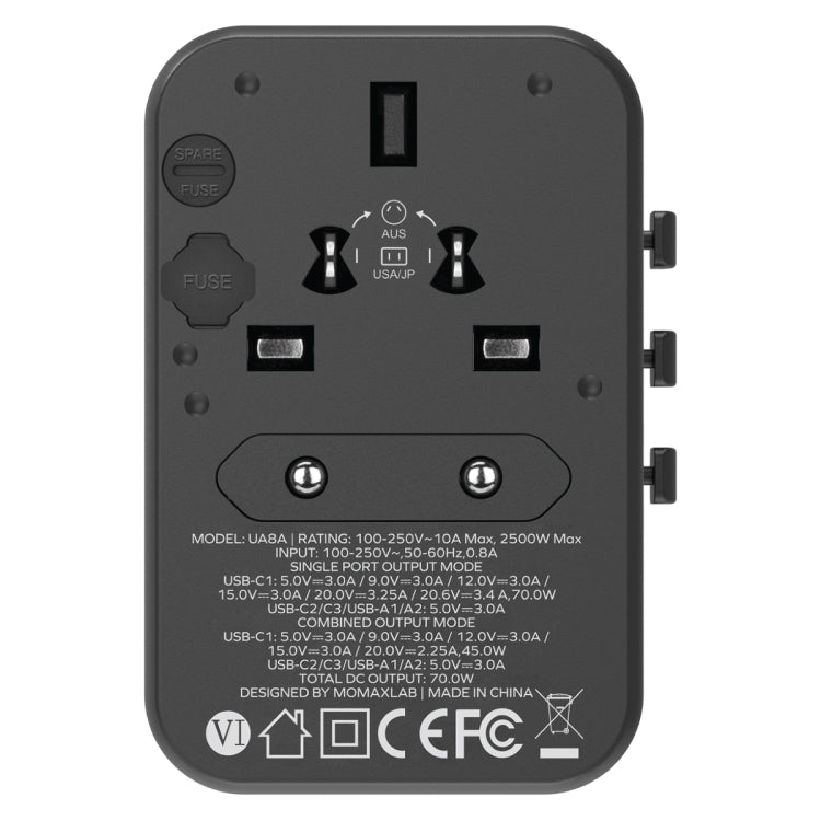 MOMAX 1-World UA8 PD 70W Schnellladegerät Netzteil, UA8