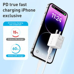 Adaptador de corriente de carga rápida USB-C/Tipo-C + USB MOMAX UM36 PD de 20 W, enchufe CN, UM36