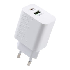 PD 20W USB-C/Type-C+QC 3.0 USB Ports Dot Pattern Travel Charger, EU Plug, EU Plug