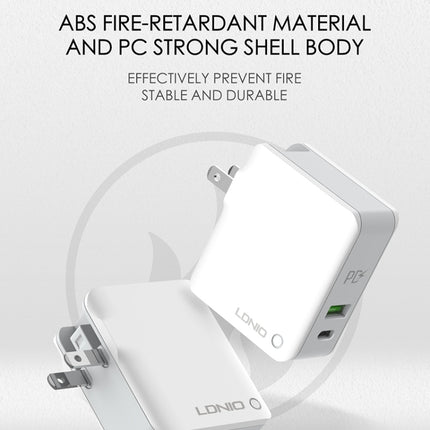 LDNIO A4403C 30W PD + Auto-id Foldable Fast Travel Charger with 1m USB-C / Type-C Cable, AU Plug, with Type-C Cable, 30W with Type-C Cable