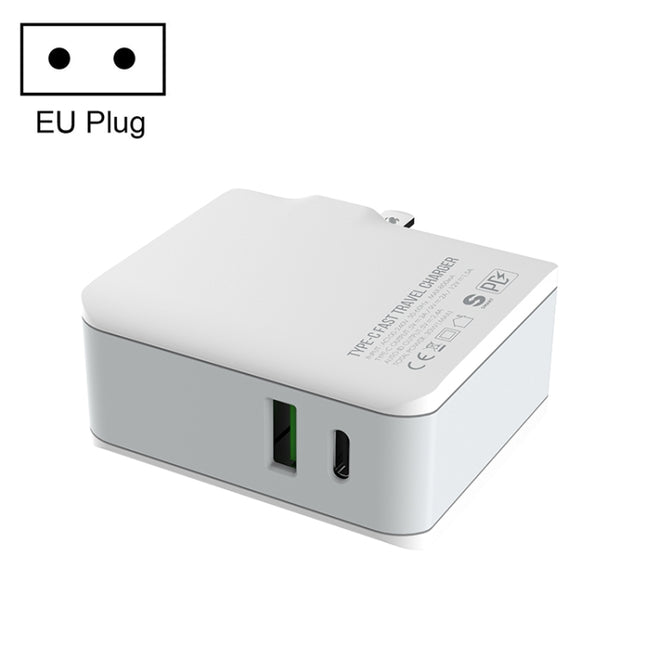LDNIO A4403C 30W PD + Auto-id Foldable Fast Travel Charger with 1m Micro USB Cable, EU Plug, with Micro USB Cable