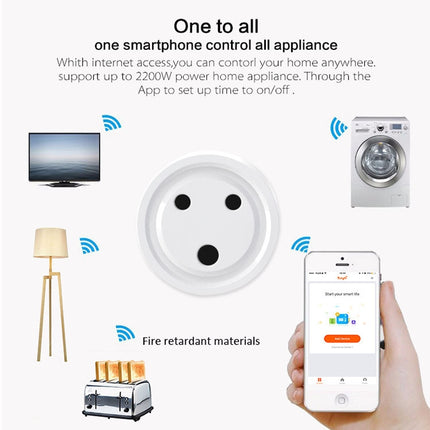 Mini enchufe inteligente WiFi de 10 A, enchufe pequeño de Sudáfrica/India, interruptor temporizador con control remoto, adaptador de corriente eléctrica con Alexa