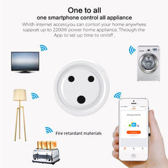 10A Mini Smart WiFi Socket Small South Africa / India Plug Remote Control Timer Switch Electrical Power Adapter with Alexa