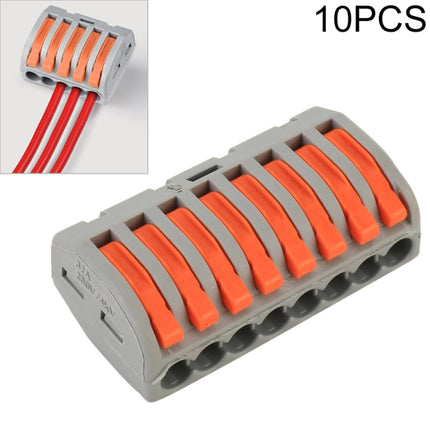10 PCS 8 Port PCT Series Architectural Wiring Connector LED Lamp Conductor Distributor Junction Box Wire Joint, 8 Port