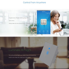 WS-UK-01 EWeLink APP & Touch Control 2A 1 Gang Tempered Glass Panel Smart Wall Switch, AC 90V-250V, UK Plug, 1 Gang
