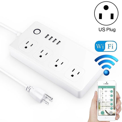 4 puertos USB + 4 conectores de enchufe de EE. UU. Control remoto WiFi Toma de corriente inteligente Funciona con Alexa y Google Home, CA 110-240 V, Enchufe de EE. UU., 4 x USB + 4 x enchufe de EE. UU. (Enchufe de EE. UU.)