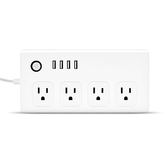 4 x USB-Anschlüsse + 4 x US-Steckerbuchse. Intelligente Steckdose mit WiFi-Fernbedienung. Funktioniert mit Alexa und Google Home, AC 110–240 V, US-Stecker, 4 x USB + 4 x US-Stecker (US-Stecker).