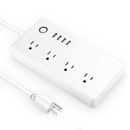4 puertos USB + 4 conectores de enchufe de EE. UU. Control remoto WiFi Toma de corriente inteligente Funciona con Alexa y Google Home, CA 110-240 V, Enchufe de EE. UU., 4 x USB + 4 x enchufe de EE. UU. (Enchufe de EE. UU.)