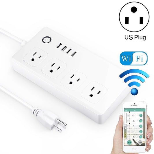 4 x USB-Anschlüsse + 4 x US-Steckerbuchse. Intelligente Steckdose mit WiFi-Fernbedienung. Funktioniert mit Alexa und Google Home, AC 110–240 V, US-Stecker, 4 x USB + 4 x US-Stecker (US-Stecker).