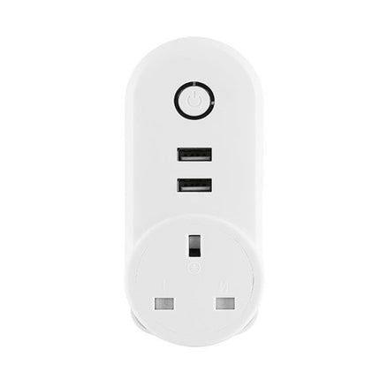 SA-002 2 puertos USB + 1 enchufe UE Enchufe inteligente WiFi, compatible con Alexa y Google Home, CA 110 V-230 V, enchufe UE, enchufe Reino Unido, enchufe EE. UU.