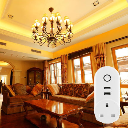 SA-002 2 puertos USB + 1 enchufe UE Enchufe inteligente WiFi, compatible con Alexa y Google Home, CA 110 V-230 V, enchufe UE, enchufe Reino Unido, enchufe EE. UU.
