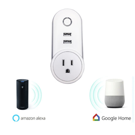 SA-002 2 puertos USB + 1 enchufe UE Enchufe inteligente WiFi, compatible con Alexa y Google Home, CA 110 V-230 V, enchufe UE, enchufe Reino Unido, enchufe EE. UU.