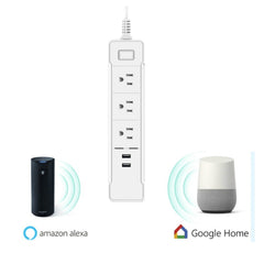 C198B 2 USB Ports + 3 US Sockets WiFi Smart Power Plug Socket, Compatible with Alexa and Google Home, AC 110V-240V, US Plug, Black, White