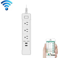 C198B 2 USB Ports + 3 US Sockets WiFi Smart Power Plug Socket, Compatible with Alexa and Google Home, AC 110V-240V, US Plug, Black, White