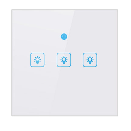 Interruptor de pared inteligente con panel de vidrio templado de 3 entradas y control táctil con aplicación EWeLink WS-EU-03, 2 A, CA 90 V-250 V, enchufe de la UE, 3 entradas