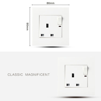 86 Type PC 13A Three Hole Power Socket with Light Switch, UK Plug