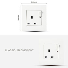 86 Type PC 13A Three Hole Power Socket with Light Switch, UK Plug