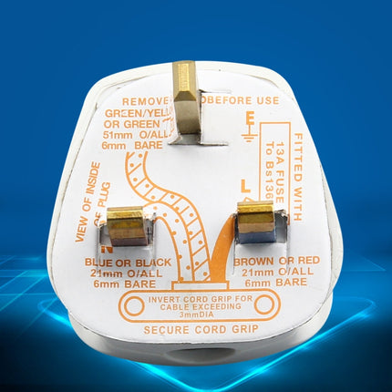 Three-pin 13A Power Wiring Plug With Fuse Tube, UK Plug