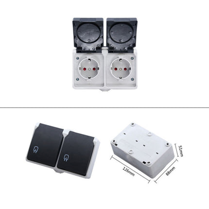 Toma de corriente de doble conexión impermeable IP44 con tapa, enchufe UE