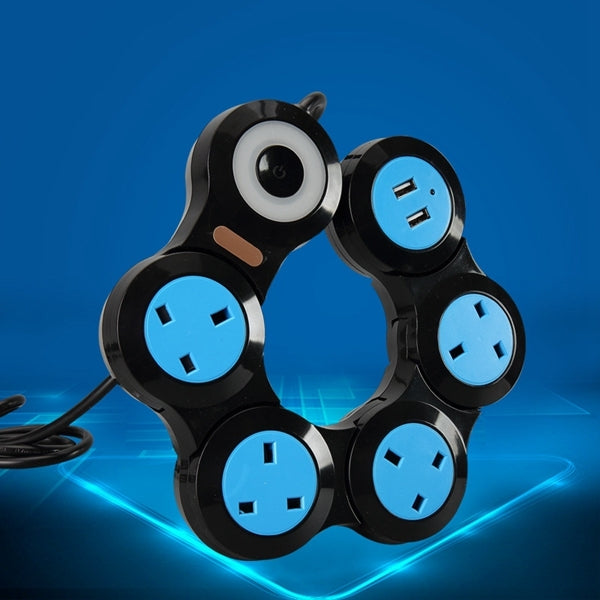 Charging Plug-in Wiring Board Creative Rotary Towline Board 13A Deformed Socket with USB, UK Plug, 4-Bit Socket