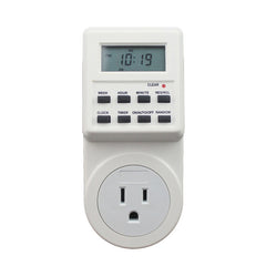 AC 120V Smart Home Plug-in LCD Display Clock Summer Time Function 12/24 Hours Changeable Timer Switch Socket, US Plug, AC 120V US Plug