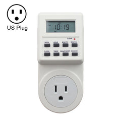 AC 120V Smart Home Plug-in LCD Display Clock Summer Time Function 12/24 Hours Changeable Timer Switch Socket, US Plug, AC 120V US Plug