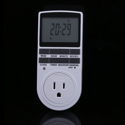 AC 120V Smart Home Plug-in Programmable LCD Display Clock Summer Time Function 12/24 Hours Changeable Timer Switch Socket, US Plug, AC 120V US Plug