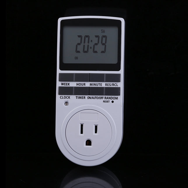AC 120V Smart Home Plug-in Programmable LCD Display Clock Summer Time Function 12/24 Hours Changeable Timer Switch Socket, US Plug, AC 120V US Plug