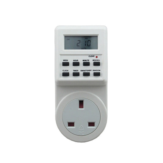 AC 230 V Smart Home Plug-in LCD-Display Uhr Sommerzeitfunktion 12/24 Stunden umschaltbare Zeitschaltuhr Steckdose, UK-Stecker, AC 230 V UK-Stecker