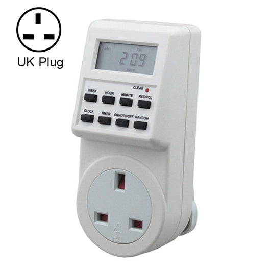 AC 230 V Smart Home Plug-in LCD-Display Uhr Sommerzeitfunktion 12/24 Stunden umschaltbare Zeitschaltuhr Steckdose, UK-Stecker, AC 230 V UK-Stecker