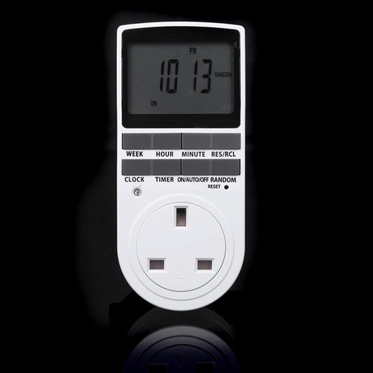 AC 230 V Smart Home Plug-in LCD-Display Uhr Sommerzeitfunktion 12/24 Stunden umschaltbare Zeitschaltuhr Steckdose, UK-Stecker, AC 230 V UK-Stecker