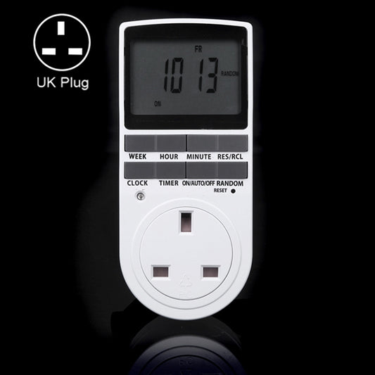 AC 230 V Smart Home Plug-in LCD-Display Uhr Sommerzeitfunktion 12/24 Stunden umschaltbare Zeitschaltuhr Steckdose, UK-Stecker, AC 230 V UK-Stecker