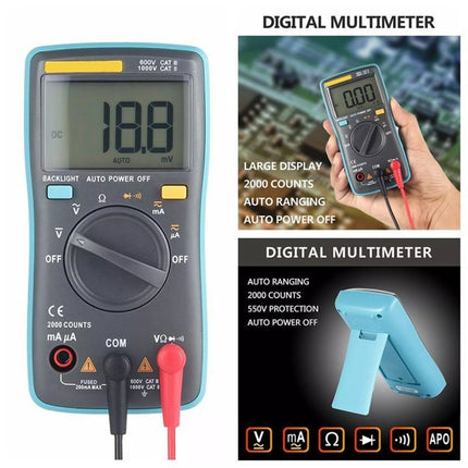 ZT98 CAT III 600 V Tragbares Digitalmultimeter 2000 Zählt Hintergrundbeleuchtung AC/DC Stromspannungsprüfer Messgerät mit LCD-Bildschirm und Halter, ZT98