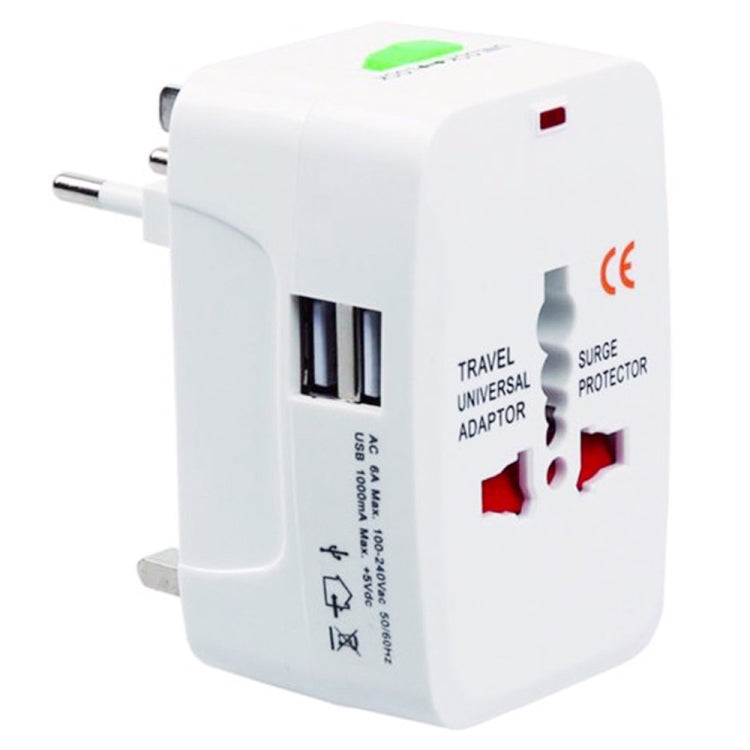 110-250V Multi-function Travel Universal Converter with Dual USB Interfaces, EU / UK / US / AU Plug