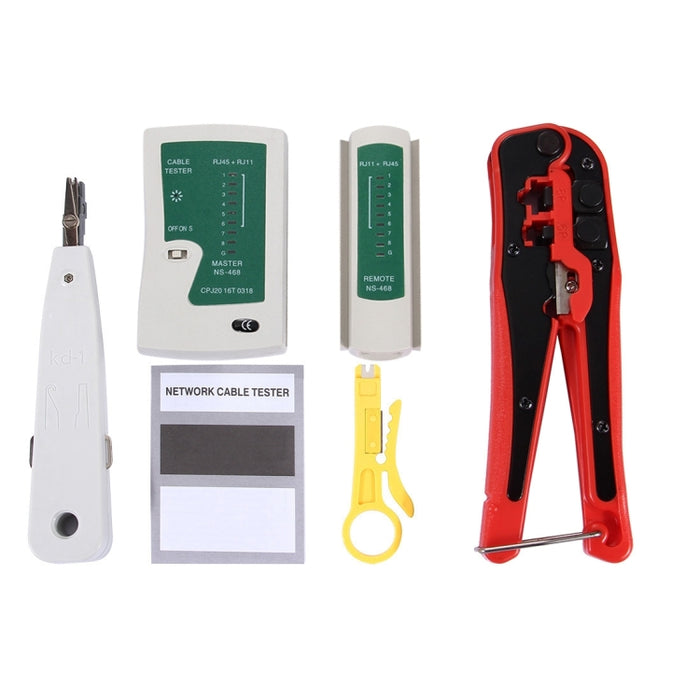 WLXY 4 in 1 Portable Crimping Stripper Punch Down  Wire Line Detector Ethernet Network Cable Tester Tools Kits, 4 in 1