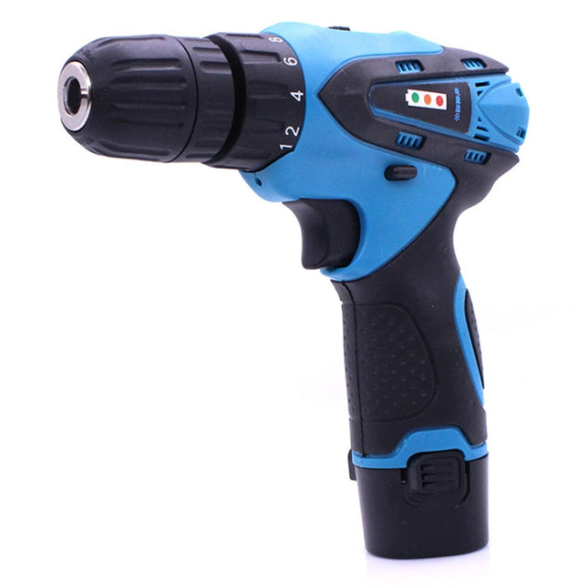 VOTO 12V Stepless Speed Regulation Rechargeable Hand Drill Set Electric Drill Power Tools with LED Light, AC 220V, US Plug, Random Color Delivery