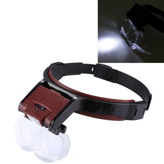Multi-function Adjustable Maintenance Dentistry Reading Head Magnifier with 2 LED Light & 4 Lenses (1.7X, 2X, 2.5X, 4X), 5 Lens 1.0X-3.5X  (Black)