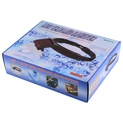 Multi-function Adjustable Maintenance Dentistry Reading Head Magnifier with 2 LED Light & 4 Lenses (1.7X, 2X, 2.5X, 4X), 5 Lens 1.0X-3.5X  (Black)