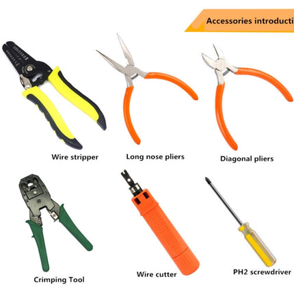 JAKEMY PS-P15 16 in 1 Professional LAN Network Kit Crimper Cable Wire Stripper Cutter Pliers Screwdriver Tool, 16 in 1