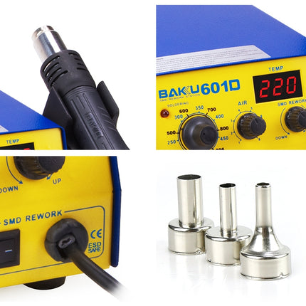 BAKU BK-601D AC 110V LED Display 2 in 1 Hot Air Gun Soldering Iron Soldering Station, BK-601D AC 110V