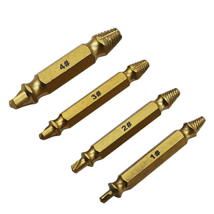 4 in 1 Screw Extractor Drill Bits Tool Broken Bolt Remover(1#, 2#, 3#, 4#), with Plastic Case, 4341, s2, Gold s2, Gold 4341