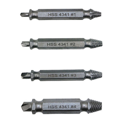 4 in 1 Screw Extractor Drill Bits Tool Broken Bolt Remover(1#, 2#, 3#, 4#), with Plastic Case, 4341, s2, Gold s2, Gold 4341