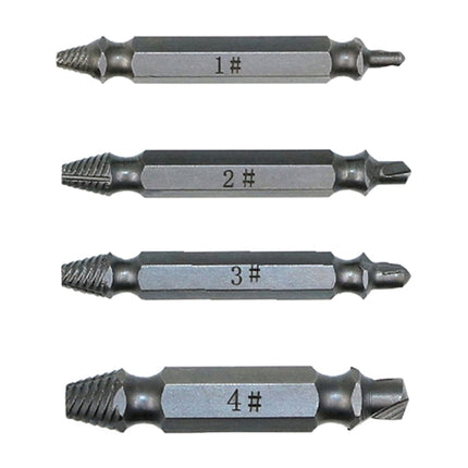 4 in 1 Screw Extractor Drill Bits Tool Broken Bolt Remover(1#, 2#, 3#, 4#), with Plastic Case, 4341, s2, Gold s2, Gold 4341