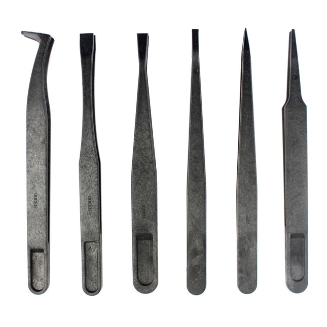 JF-S6in1 6 in 1 Anti-static Carbon Fiber Straight and Curved Tip Tweezers, JF-S 6 in 1