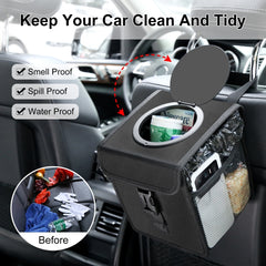 FUNADD Portable Folding Car Back Seat Hook Garbage Can Car Storage Box, Car Garbage Can