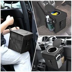 FUNADD Portable Folding Car Back Seat Hook Garbage Can Car Storage Box, Car Garbage Can