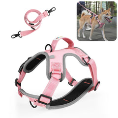 FunAdd Traction Rope Reflective Breathable Nylon Pet Vest Dog Harness, Size: M