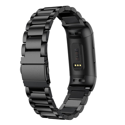 Three Beads Slingshot Buckle Solid Stainless Steel Watch Band for Fitbit Charge 4, Three Beads for Fitbit Charge 4