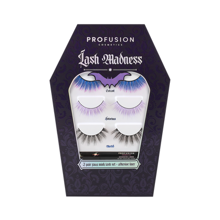 Lash Madness-3 Pair Faux Mink Lash Set Adhesive